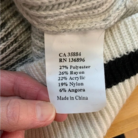 FUNSPORT Colorblock Ribbed Knit Turtleneck Sweater Size M Scandi Style - Picture 11 of 14